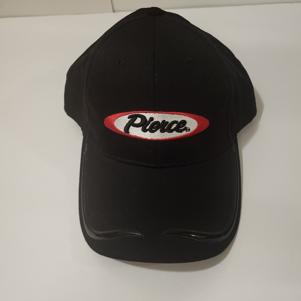 Pierce Black Trucker Cap With Red/White Logo Men's One‎ Size Fit Most